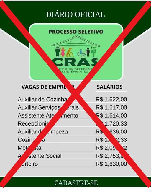 INFORMAÇÃO FALSA – ATENÇÃO