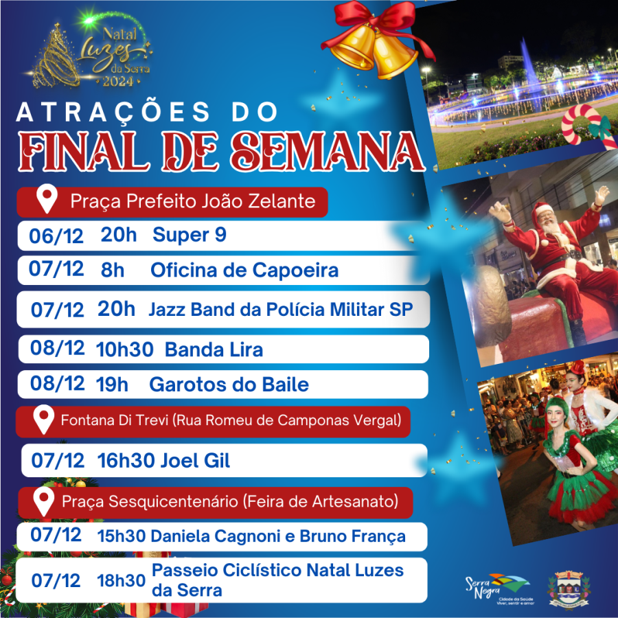 Programação dos Shows | Natal Luzes da Serra (semana de 06/12 a 08/12)