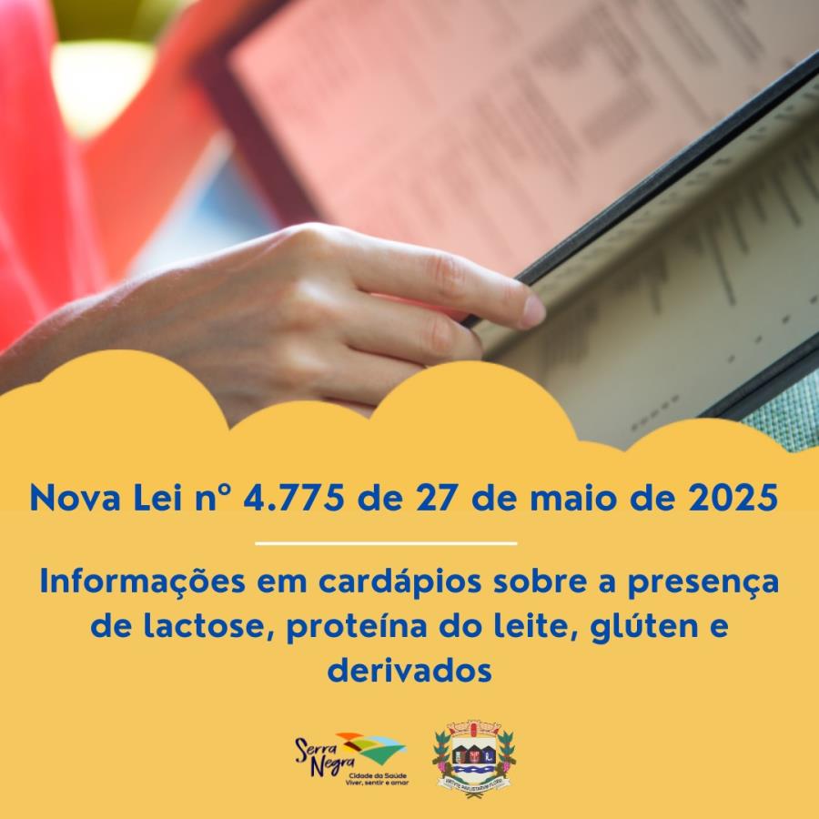SERRA NEGRA GARANTE MAIS SEGURANÇA ALIMENTAR COM NOVA LEI SOBRE IDENTIFICAÇÃO DE ALERGÊNICOS EM CARDÁPIOS