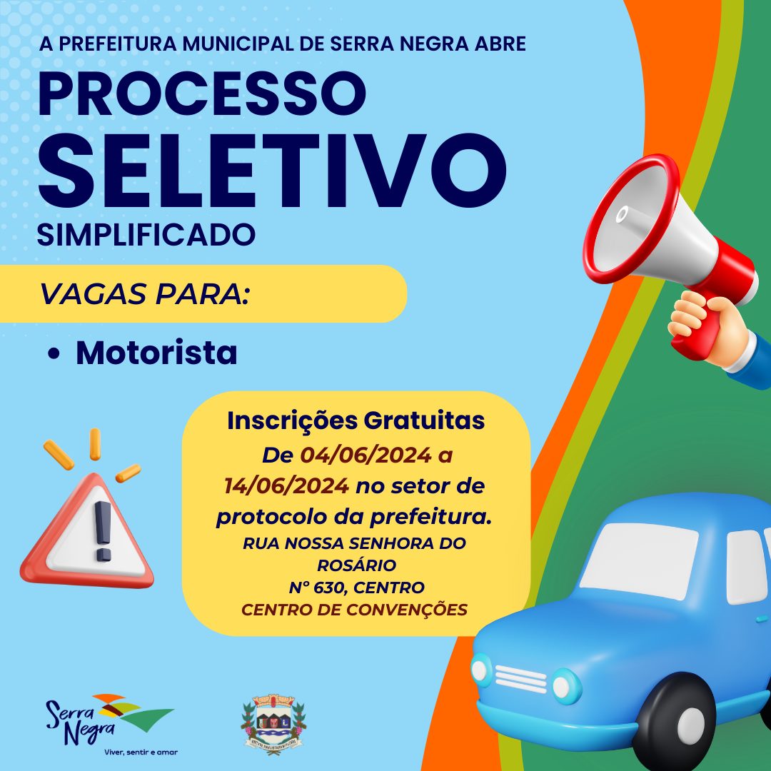 PROCESSO SELETIVO DA PREFEITURA OFERECE SEIS VAGAS PARA MOTORISTA