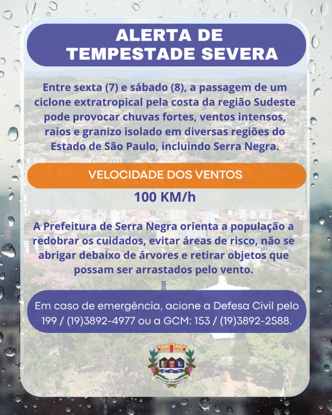 🚨 ALERTA DE TEMPESTADE SEVERA 🚨