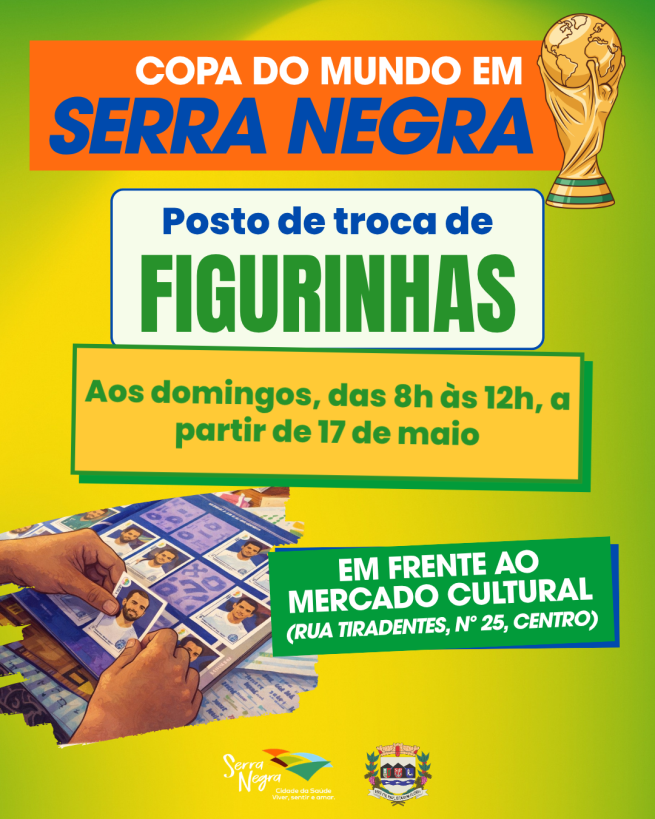 SERRA NEGRA TERÁ PONTO DE TROCA DE FIGURINHAS DA COPA AOS DOMINGOS