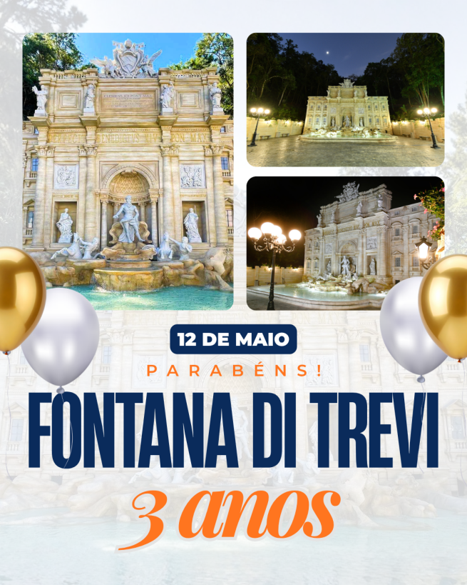A Fontana di Trevi completa 3 anos!
