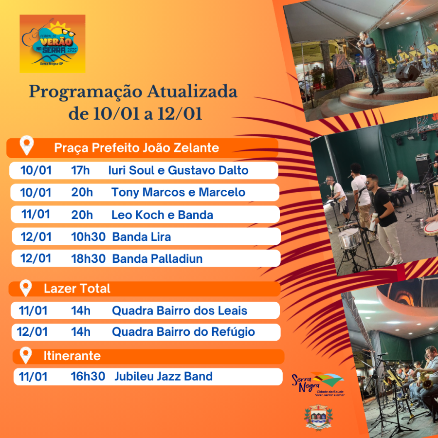 🎶 ATUALIZAÇÃO NA PROGRAMAÇÃO DAS ATRAÇÕES FESTIVAL DE VERÃO NA SERRA 🎶