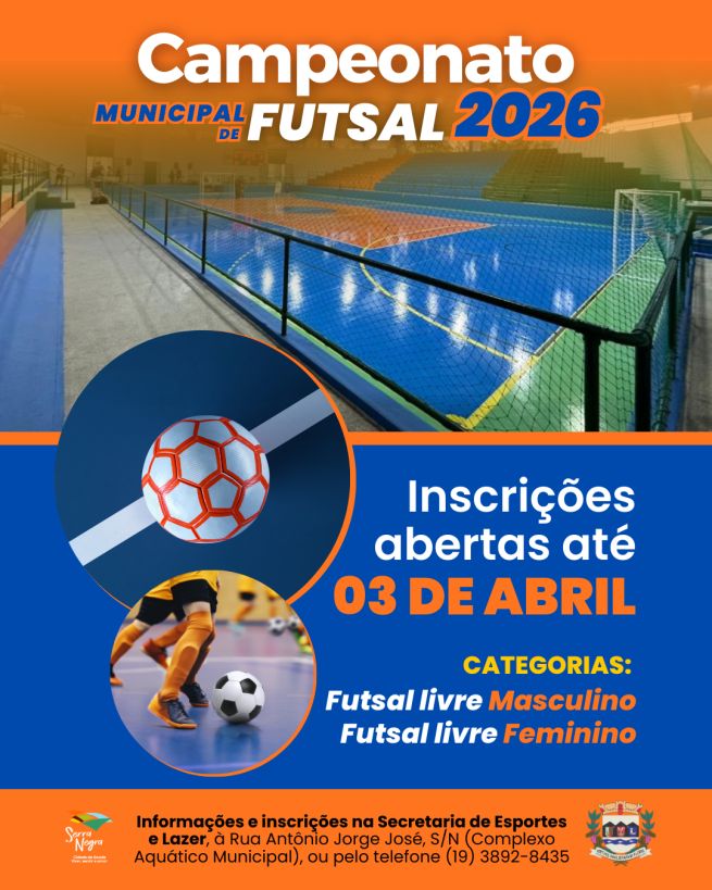 Abertas as inscrições para o Campeonato Municipal de Futsal