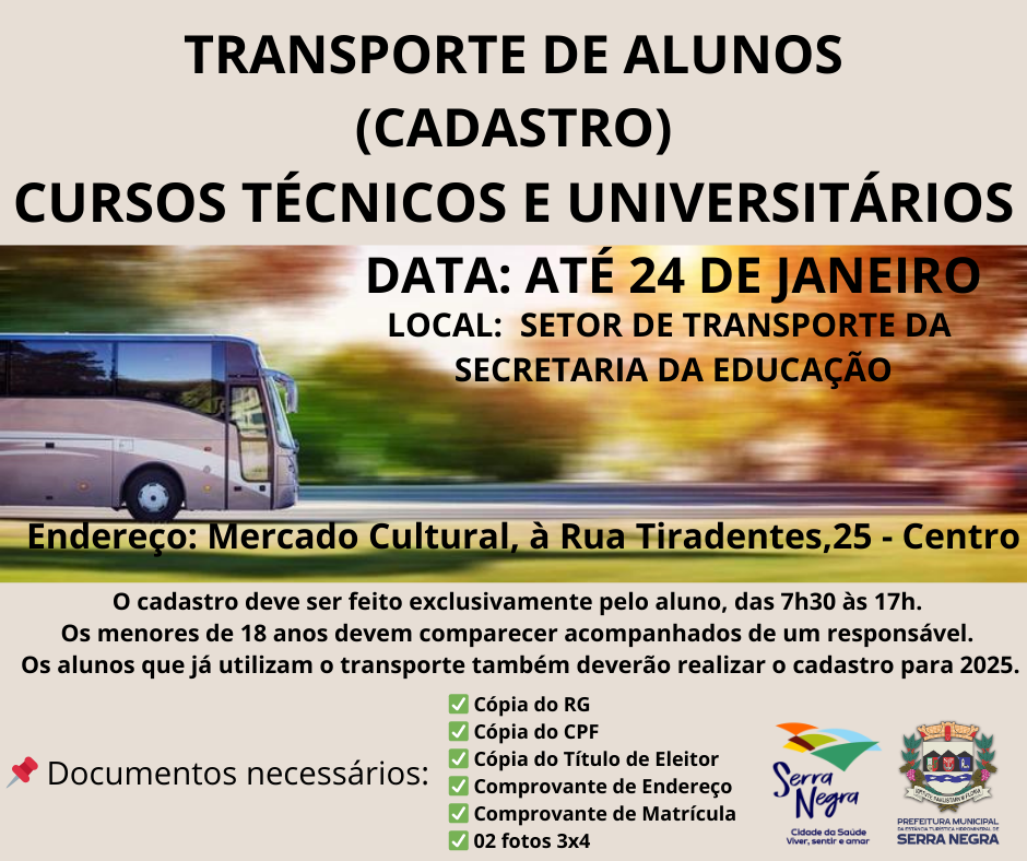 📚 Cadastro para Transporte Escolar 2025