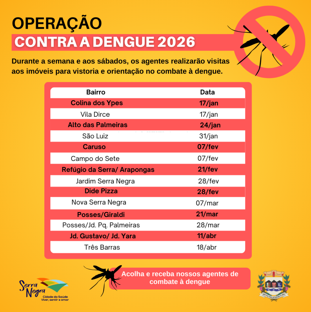 🦟🚫 OPERAÇÃO CONTRA A DENGUE 2026
