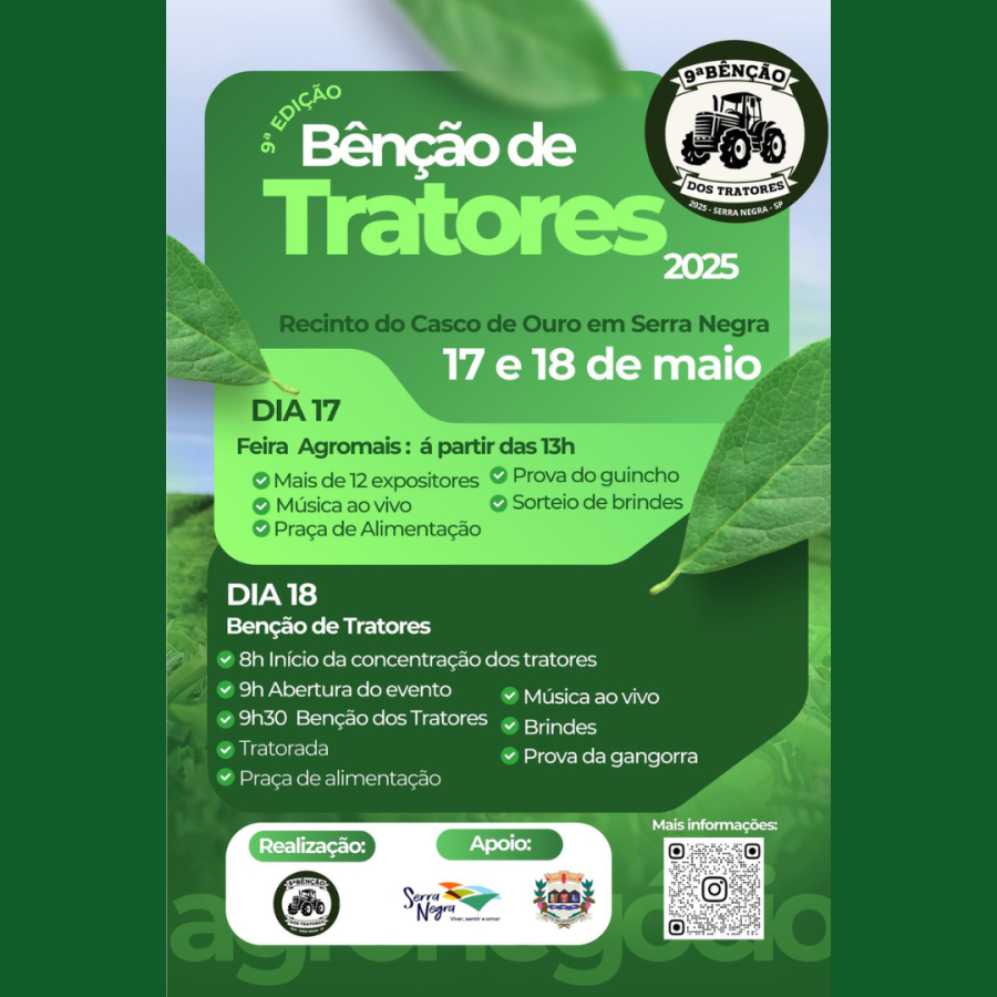 🚜 É neste final de semana! Vem aí a 9ª Bênção de Tratores de Serra Negra!