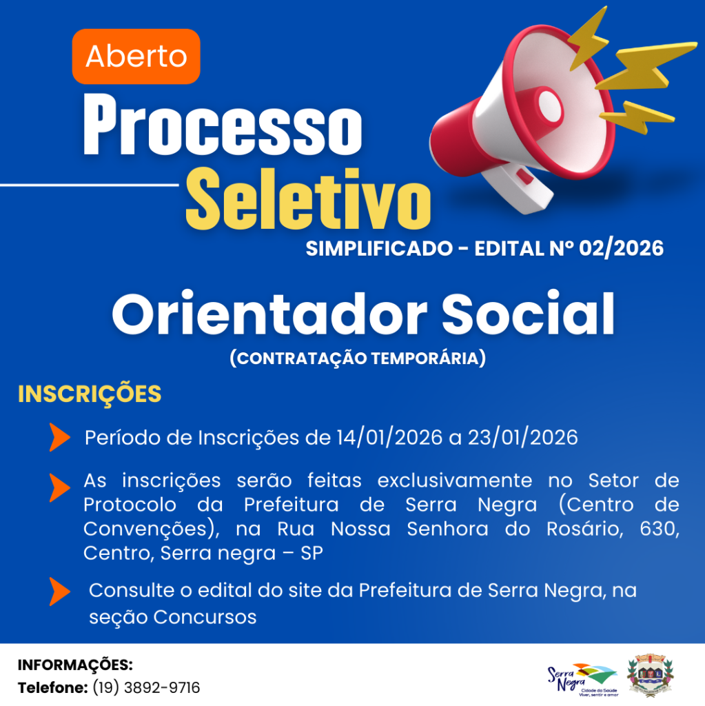 📢 PROCESSO SELETIVO SIMPLIFICADO ABERTO – EDITAL Nº 02/2026