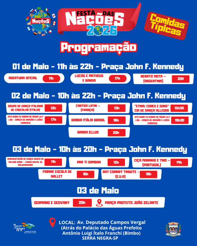 Festa das Nações 2026 promete movimentar Serra Negra com cultura, música e gastronomia