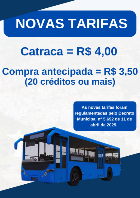 TARIFA DE ÔNIBUS TERÁ NOVO VALOR A PARTIR DE 16 DE MAIO