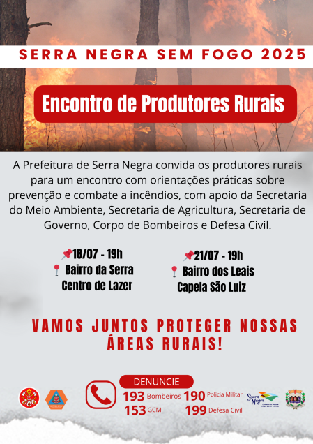 SERRA NEGRA SEM FOGO 2025  Encontro com Produtores Rurais