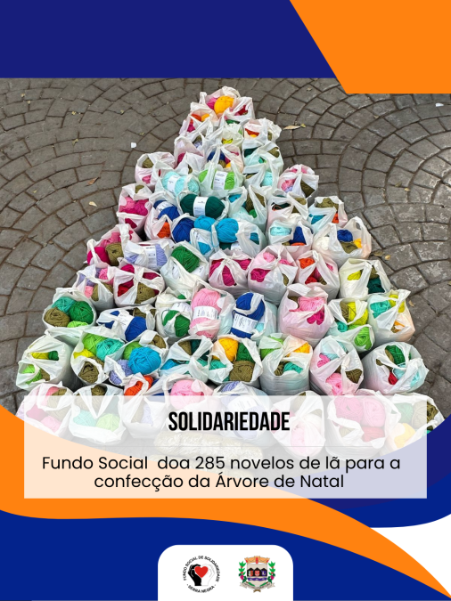 FUNDO SOCIAL DE SOLIDARIEDADE DOA 285 NOVELOS DE LÃ PARA A CONFECÇÃO DA ÁRVORE DE NATAL EM PARCERIA COM O QUADRADINHOS DE AMOR DE SERRA NEGRA