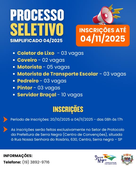 PROCESSO SELETIVO – INSCRIÇÕES ABERTAS!