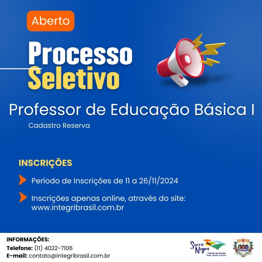 PREFEITURA ABRIU PROCESSO SELETIVO PARA CARGO DE PROFESSOR DE EDUCAÇÃO BÁSICA I