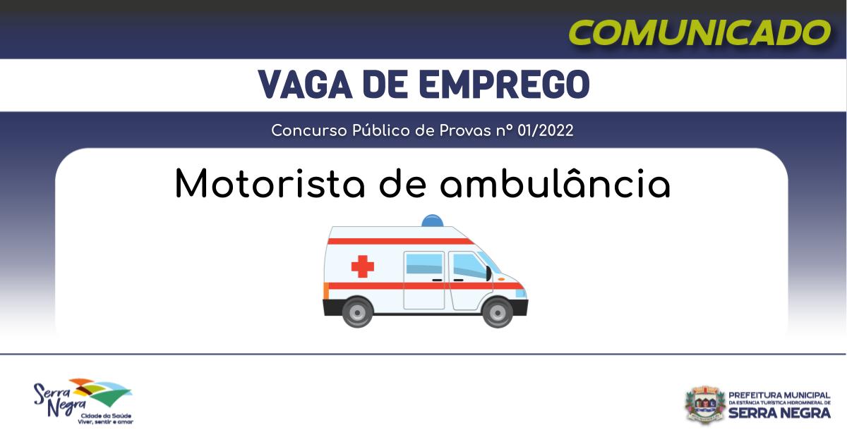 Abertas inscrições para concurso de motorista de ambulância
