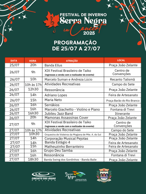 🎶❄️ Último fim de semana do Festival de Inverno Serra Negra in Concert 2025!