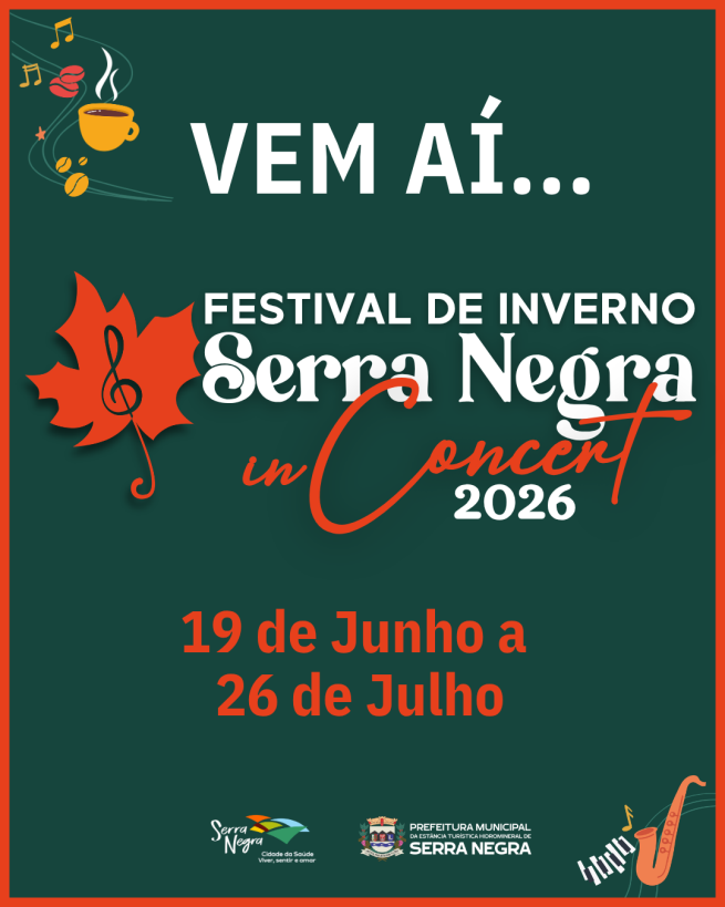 ❄️🎶 Vem aí o Festival de Inverno Serra Negra in Concert 2026! ☕🍂