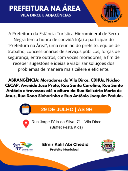 PREFEITURA NA ÁREA – VILA DIRCE E ADJACÊNCIAS
