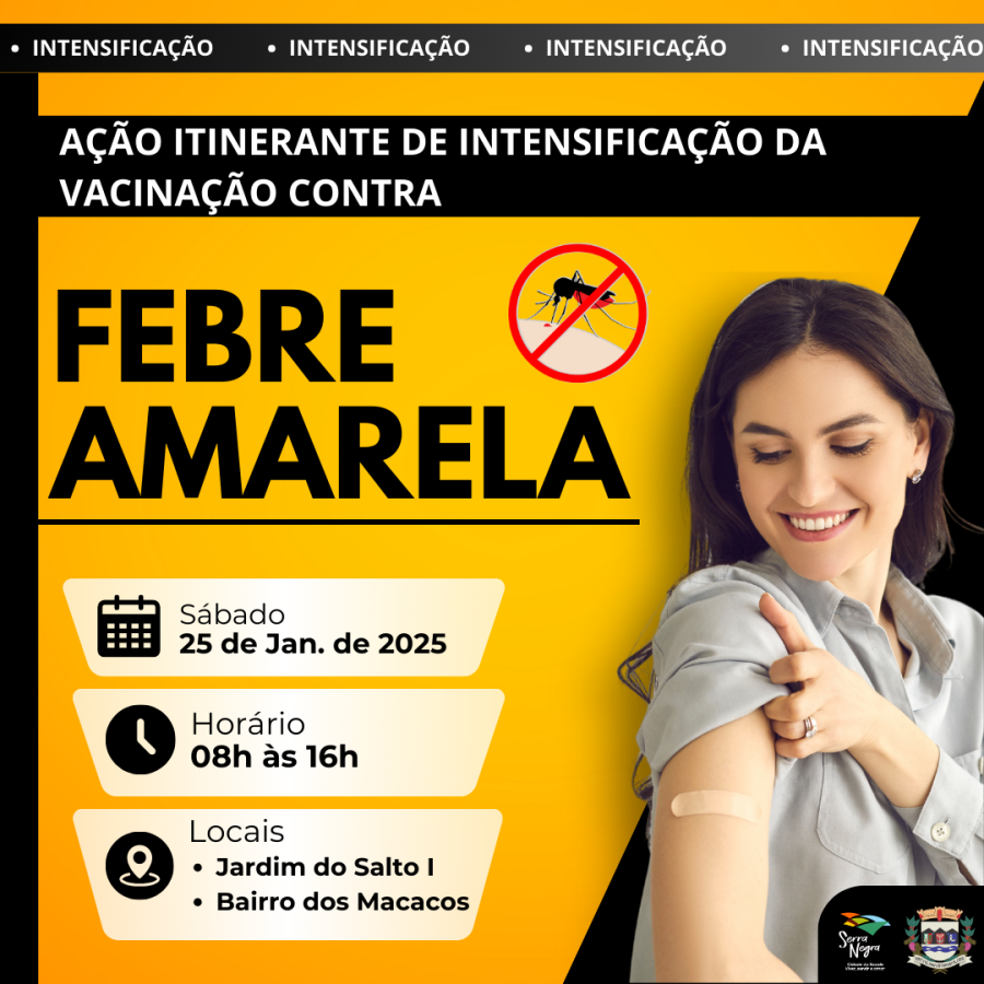 📢 AÇÃO ITINERANTE DE VACINAÇÃO CONTRA A FEBRE AMARELA!