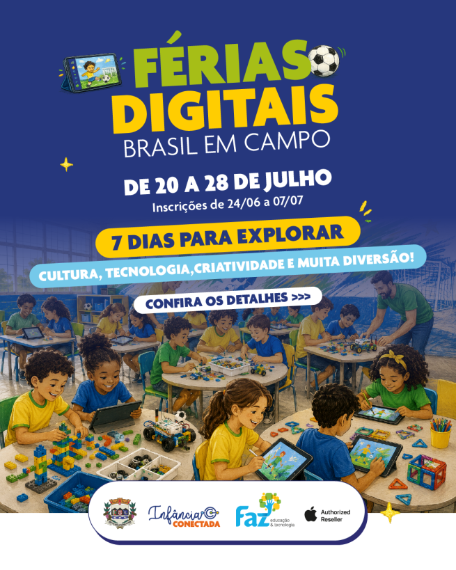 Projeto “Férias Digitais: Brasil em Campo” vai oferecer atividades tecnológicas a alunos da rede municipal durante as férias