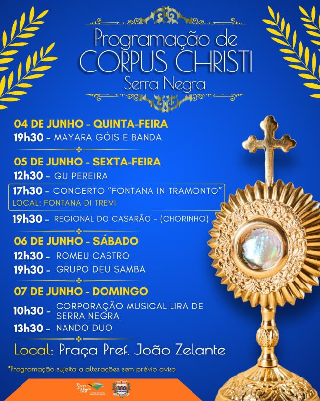 Confira a programação especial do feriado prolongado de Corpus Christi