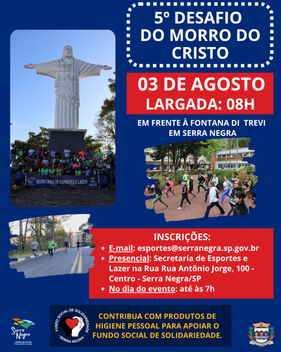 🏃‍♂️🏃‍♀️ Vem aí o 5º Desafio do Morro do Cristo!