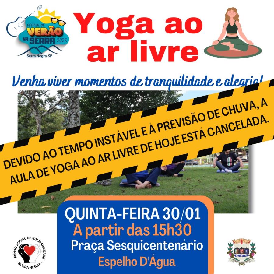 AVISO IMPORTANTE - Yoga ao ar livre