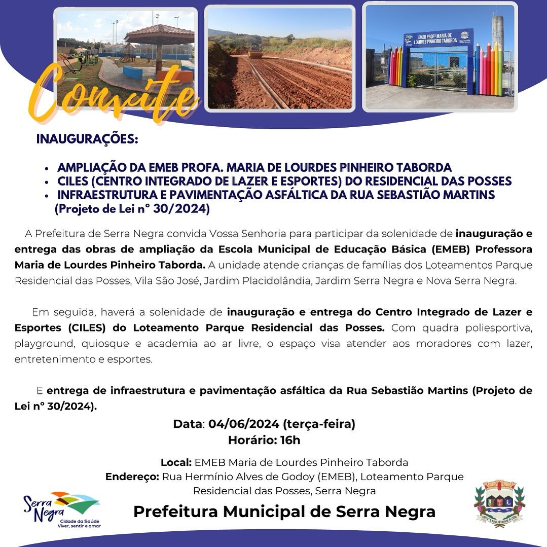 CONVITE PARA INAUGURAÇÕES