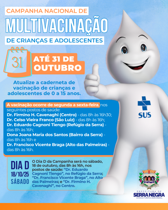 Prefeitura de Serra Negra realiza campanha de atualização da caderneta de vacinação