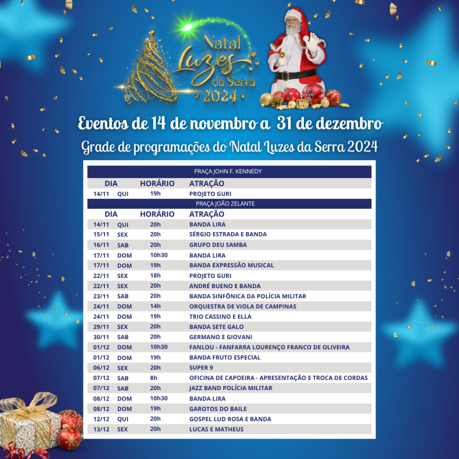 Programação dos Shows | Natal Luzes da Serra 2024 ✨🎄