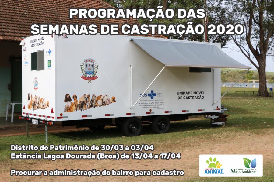 Cronograma de Atendimento da Unidade Castramóvel para os meses de março e abril