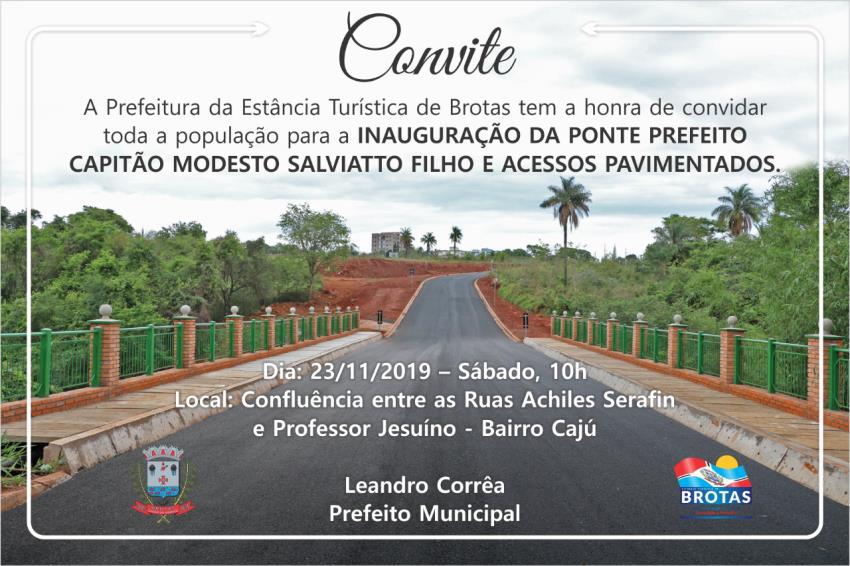 Nova Ponte sobre o Rio Jacaré será inaugurada