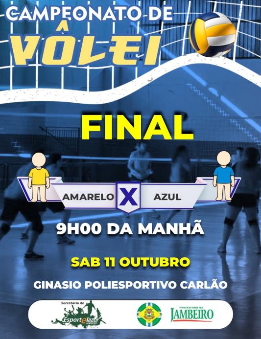 É FINAL! AMARELO E AZUL DECIDEM O TÍTULO DO CAMPEONATO DE VÔLEI DE JAMBEIRO NESTE SÁBADO (11)