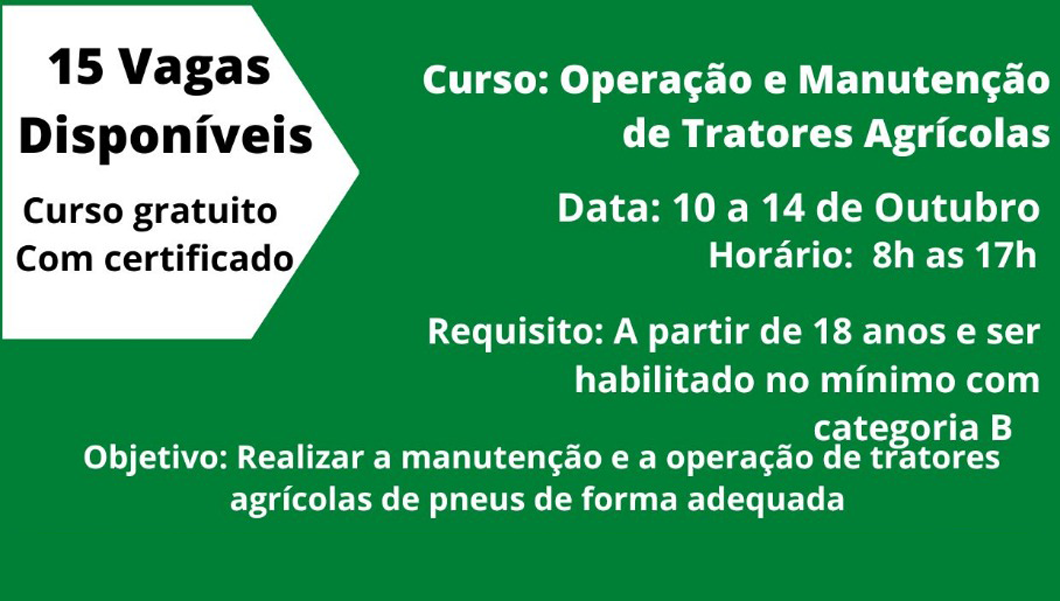 Curso GRATUITO com Certificado de Operação e Manutenção de Tratores Agrícolas