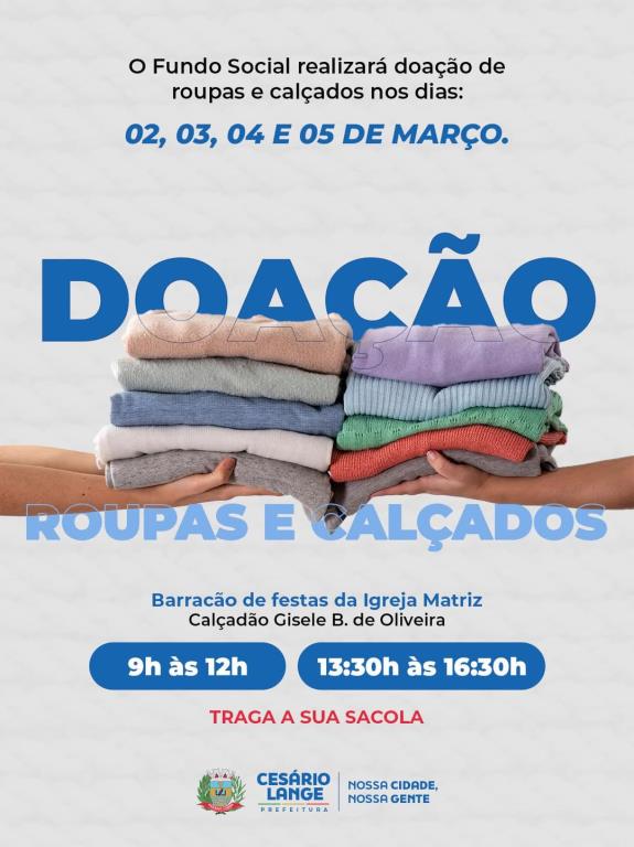 Doação de roupas e calçados