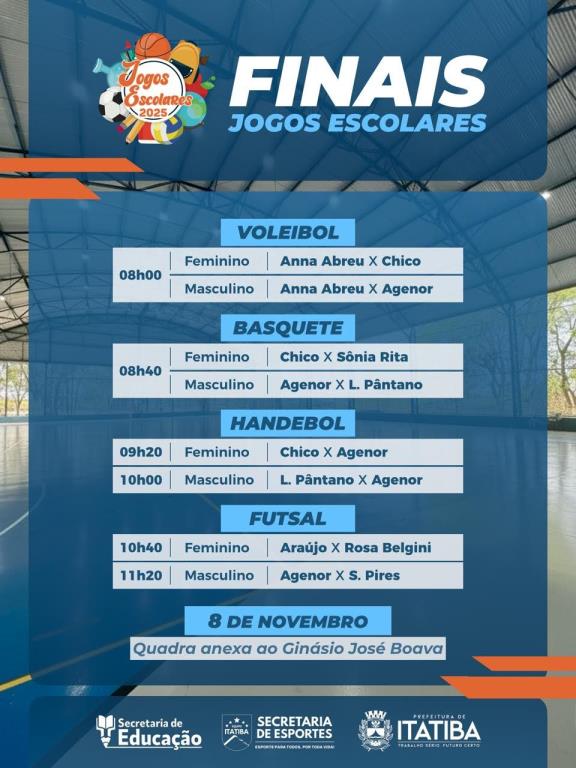 Jogos Escolares têm Agenor, Anna Abreu e Chico como últimos finalistas de 2025