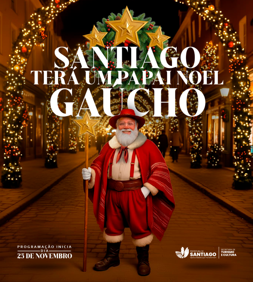 Programação de Natal inicia dia 25 de novembro com desfile e chegada do Papai Noel gaúcho