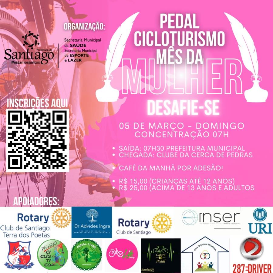 Inscrições abertas| Pedal Cicloturismo vai abrir comemorações do Mês da Mulher