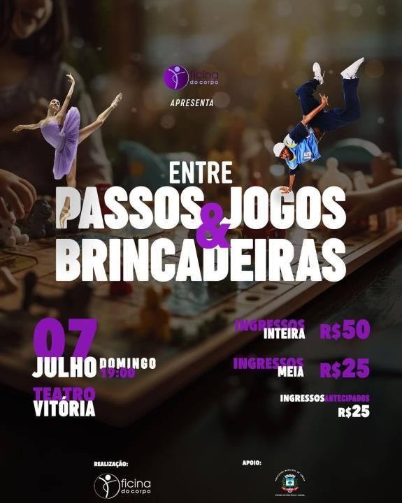 Espetáculo de dança representa jogos através de coreografias, neste domingo (7)