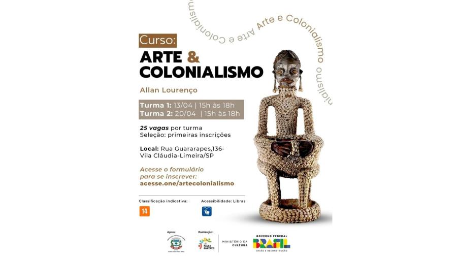 Primeira turma do curso gratuito “Arte e Colonialismo” acontece neste sábado (13)
