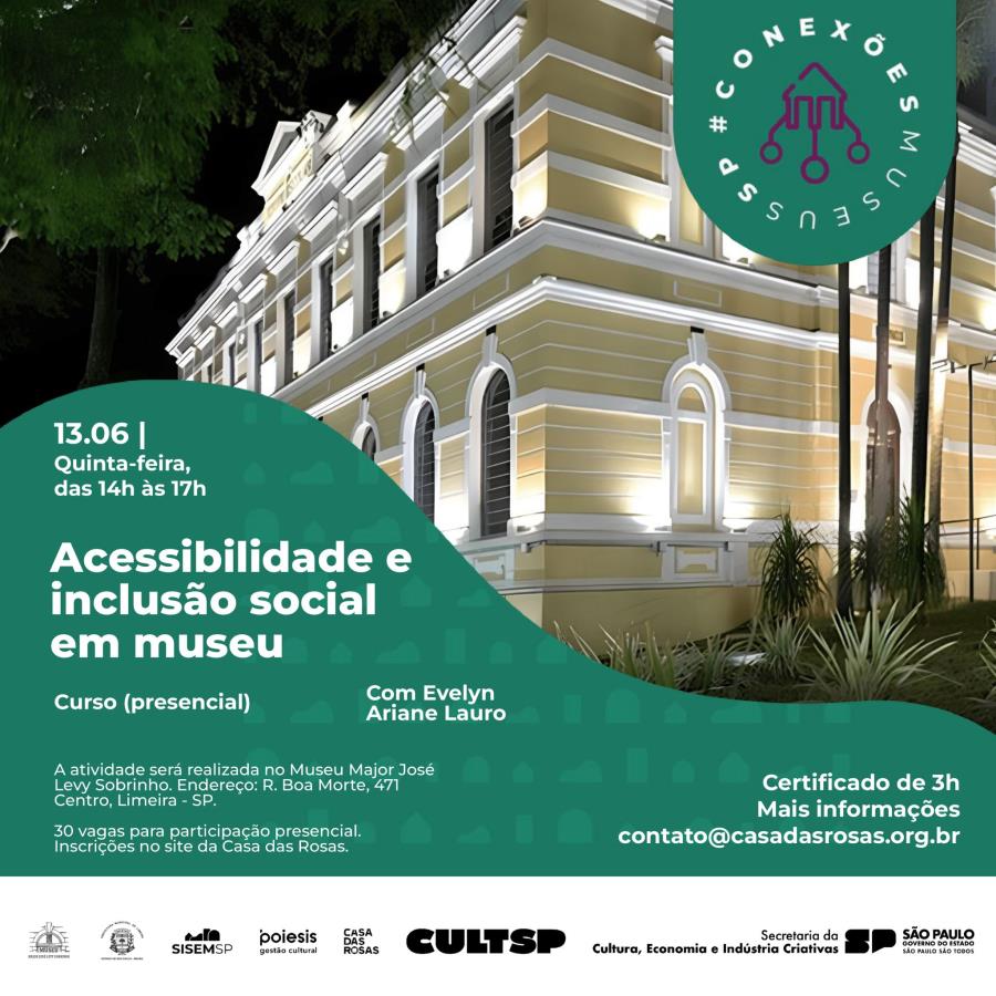 Curso “Acessibilidade e Inclusão Social em Museus” acontece nesta quinta (13)