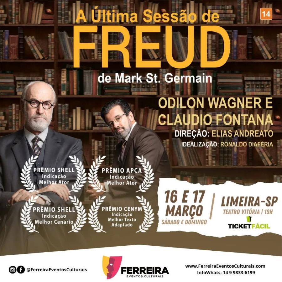 Espetáculo “A Última Sessão de Freud” acontece neste final de semana (16 e 17)