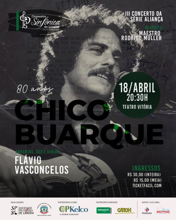 Concerto em homenagem a Chico Buarque acontece nesta quinta (18)