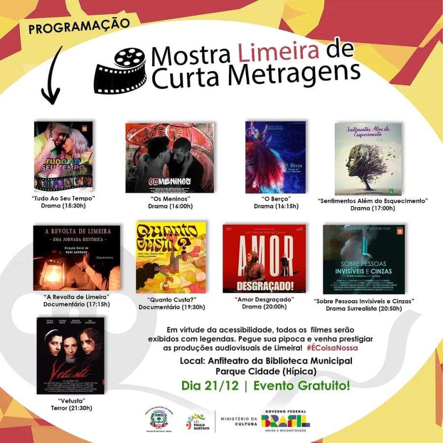 Mostra Limeira de Curta Metragens acontece neste sábado (21)