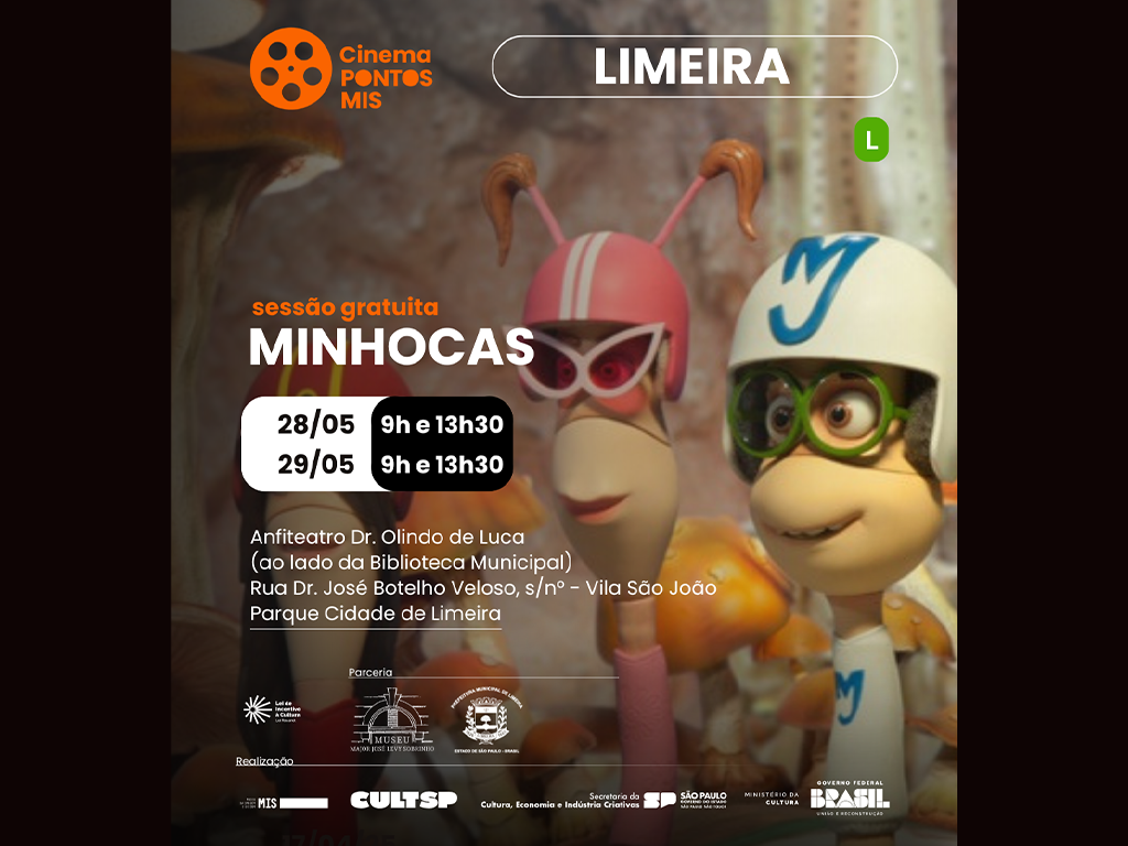Animação “Minhocas” será exibida gratuitamente no anfiteatro da biblioteca