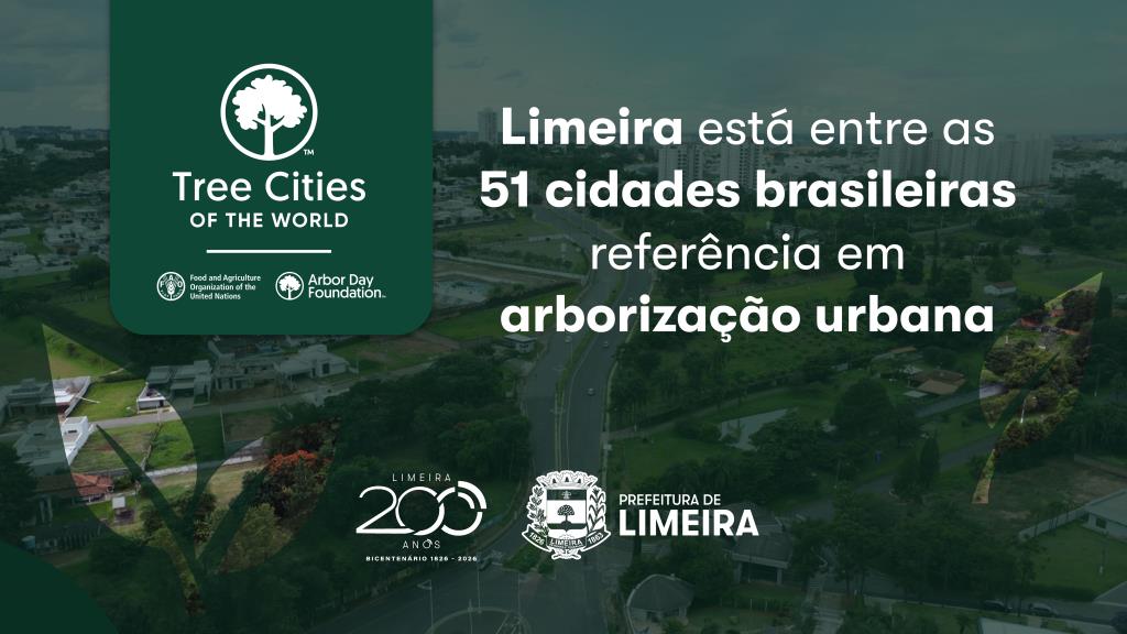 Prêmio internacional coloca Limeira entre as 51 cidades brasileiras referência em arborização