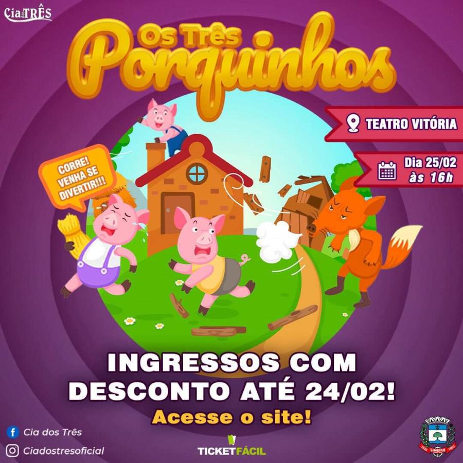 Espetáculo “Os Três Porquinhos” é neste domingo (25)