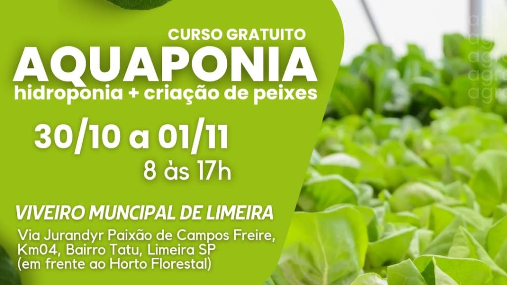 Inscrições abertas para curso gratuito de Aquaponia em Limeira