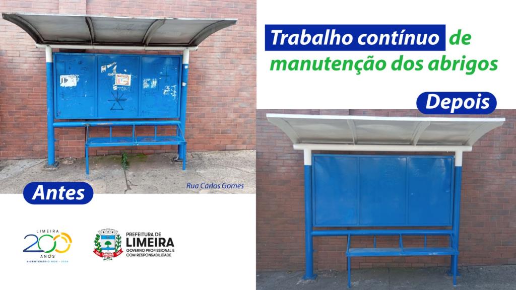 Abrigos de ônibus passam por manutenção em Limeira